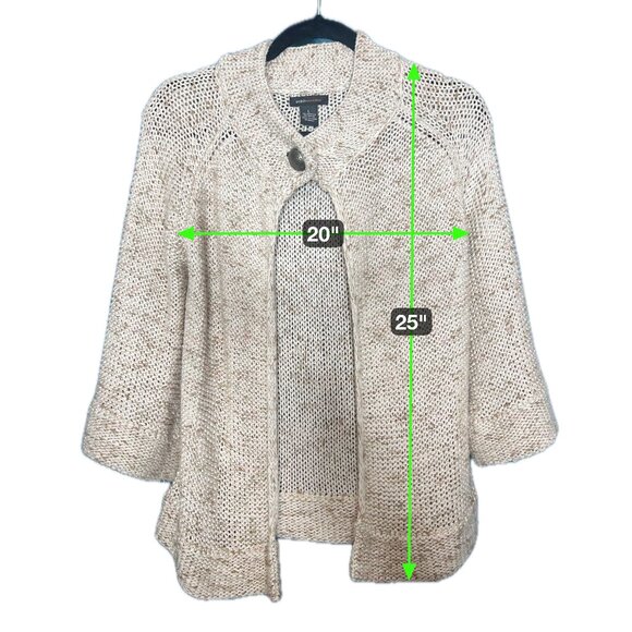 BCBGMaxAzria Vintage Cream Knit Cardigan Vintage Grandma Core Chunky Sweater L - Picture 5 of 6